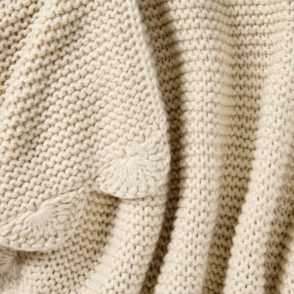 Knit Scalloped Edge Throw Blanket Cream - Threshold Studio McGee Christmas 2024 - Picture 3 of 7
